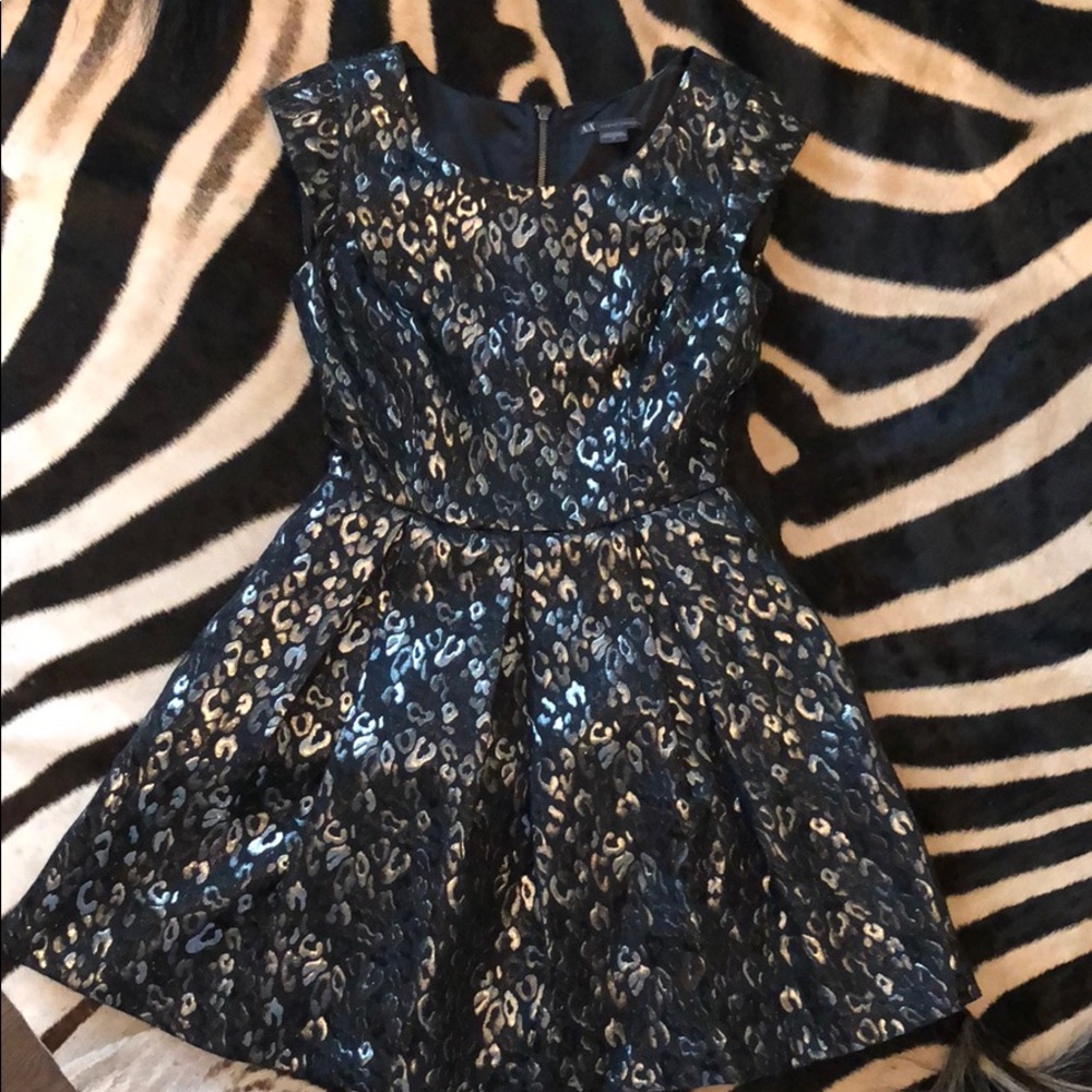 Armani Exchange Animal Print Metallic Black Dress